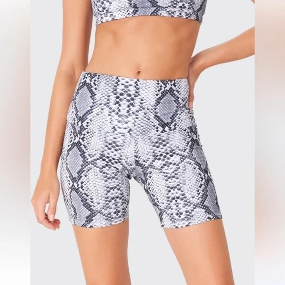 Varley Biker Shorts Albury Animal Print Bike Shorts Snakeskin Size small - Picture 1 of 9